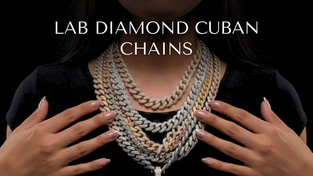 Iced out lab grown diamond Cuban link chain