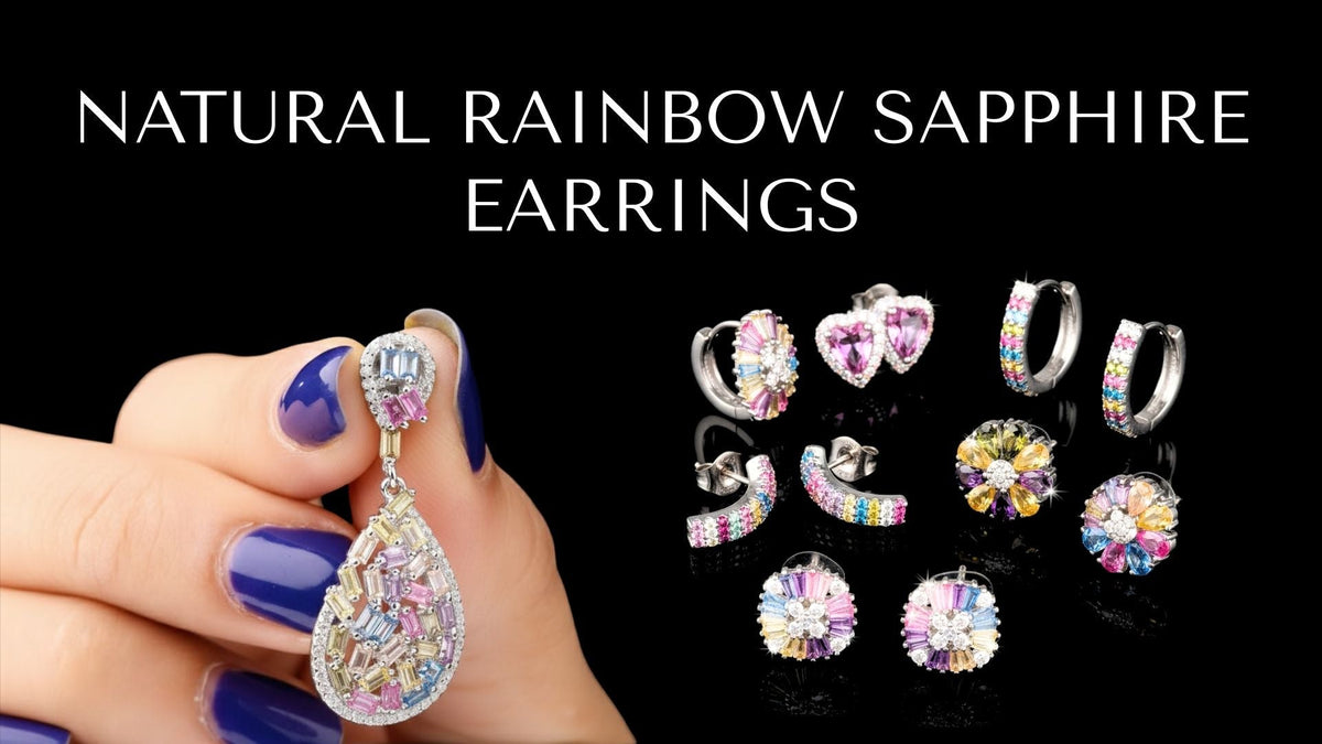 Natural rainbow sapphire earrings