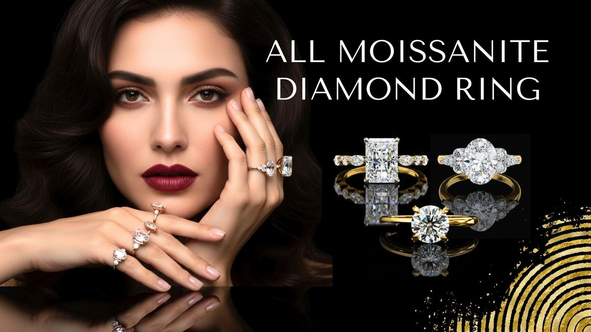 Moissanite engagement and wedding rings