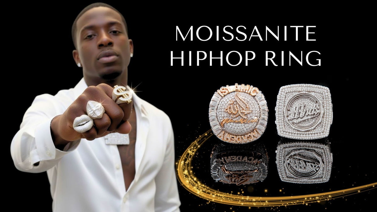 Iced out moissanite hip hop rings