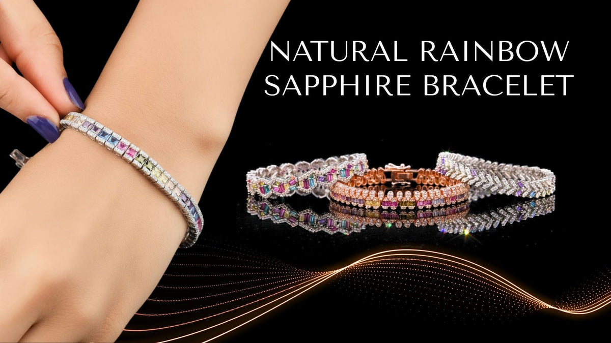 Natural rainbow sapphire tennis bracelets
