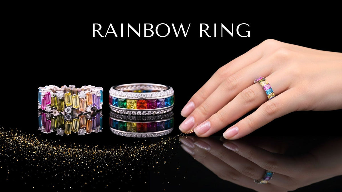 Natural rainbow sapphire rings