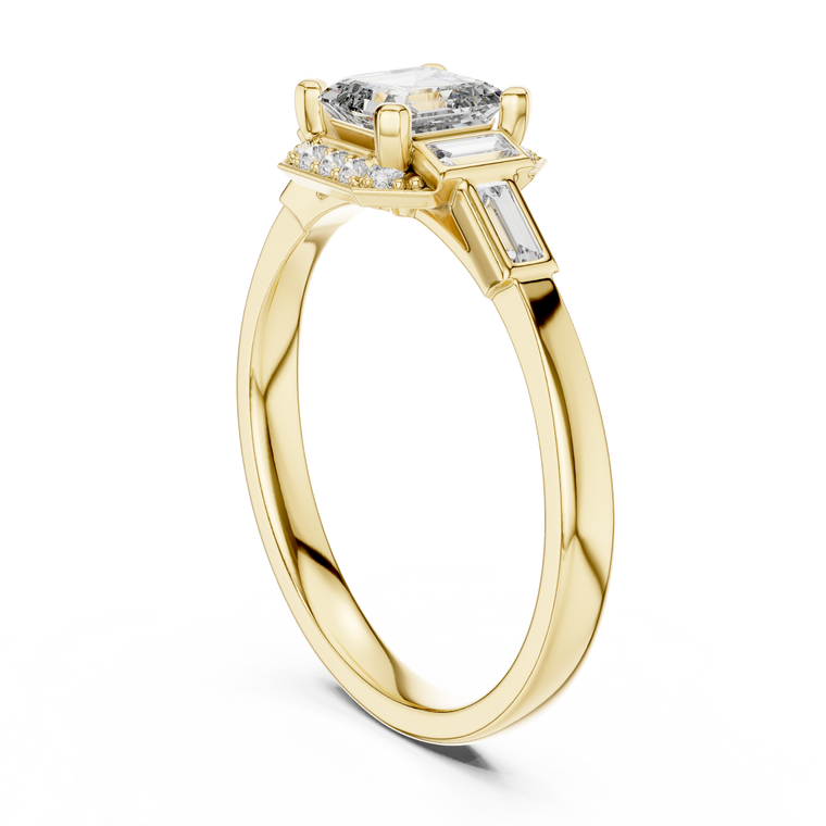 Art Deco Bezel Set Asscher Cut Lab Diamond Anniversary Ring - view 2