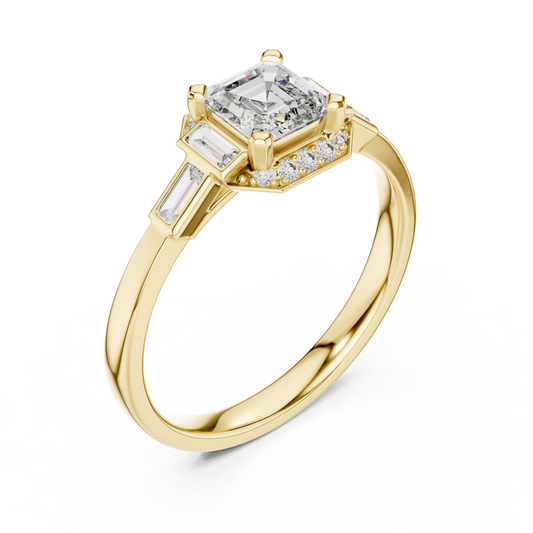 Art Deco Bezel Set Asscher Cut Lab Diamond Anniversary Ring - view 3