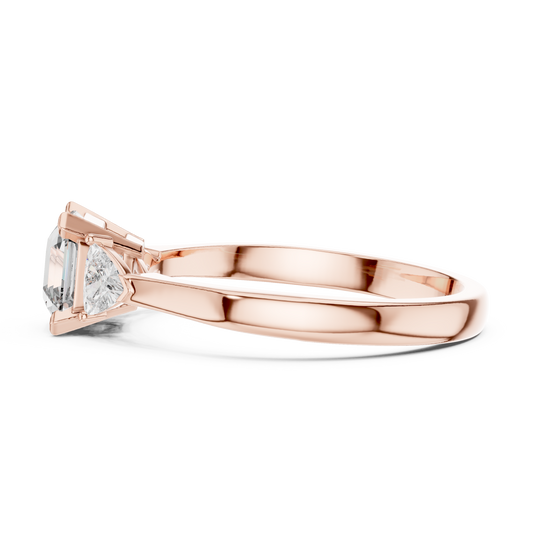 Asscher Moissanite Three Stone Ring With Trillion Sidestone - view 4