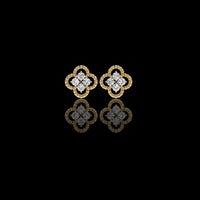 0.85 TCW Luxury Floral Motif Stud Earrings with Sparkling Moissanite Diamond Inspired Cluster Centerpiece