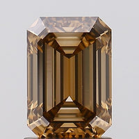 Brilliant 1.54 CT Emerald Shape Fancy Brown Color VVS2 Clarity Lab grown Diamond For Surprise Ring