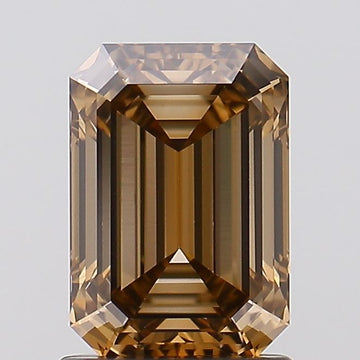Brilliant 1.54 CT Emerald Shape Fancy Brown Color VVS2 Clarity Lab grown Diamond For Surprise Ring