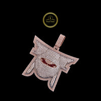 Iced Out Lab Grown Airplane Pendant with Red Gemstone & Pave Diamonds