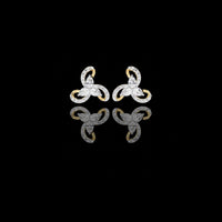 1.38 TCW Exquisite Trinity Inspired Moissanite Stud Earrings with Pear and Round Cut Accents in Gold
