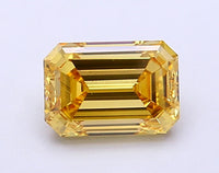 Trendy Of 1.51 CT Emerald Shape Fancy Intense Yellow Color VS2 Clarity Moissanite Diamond For Slow Fire