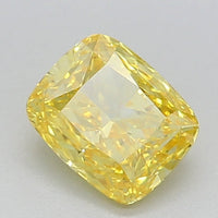 Perfect 0.71 CT Cushion Shape Fancy Vivid Yellow Color VVS1 Clarity Lab Grown Diamond For Same Sky