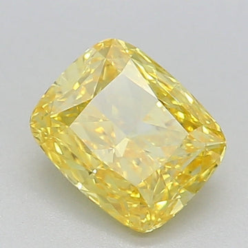 Perfect 0.71 CT Cushion Shape Fancy Vivid Yellow Color VVS1 Clarity Lab Grown Diamond For Same Sky