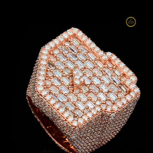 Full Rose Gold with Baguette and Round Cut Lab Grown Diamond Ring - view 2