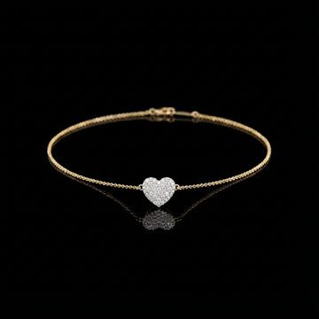 0.32 TCW Sophisticated Bracelet with a Dazzling Pave Lab Diamond Heart Charm on a Fine Chain By Ivevar