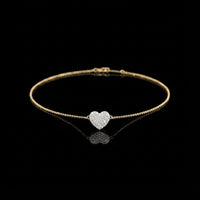 0.32 TCW Sophisticated Bracelet with a Dazzling Pave Moissanite Diamond Heart Charm on a Fine Chain By Ivevar