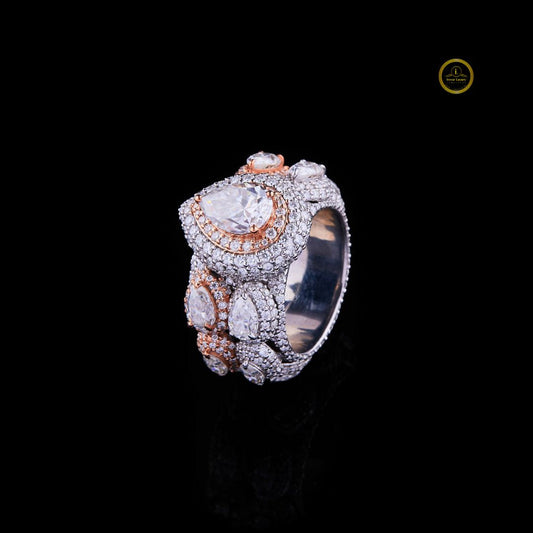 Pear Hip Hop Ring with Round and Marquise - view 4