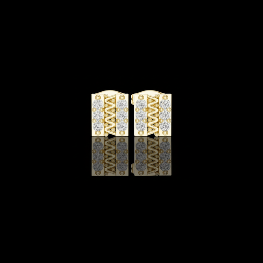 0.60 TCW Sculpted Openwork Core Channel Style Grid Setting Moissanite Diamond Earrings