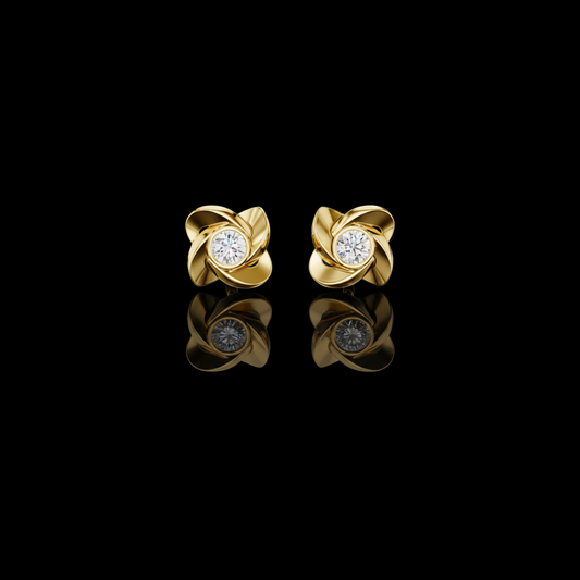 1.80 TCW Interwoven Floral Design Moissanite Diamond Stud Earrings in Round Brilliant for Occasion Wear