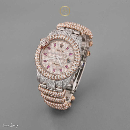 Ivevar Gold Band Snake Watch - Custom Moissanite Diamond Face Luxury Timepiece