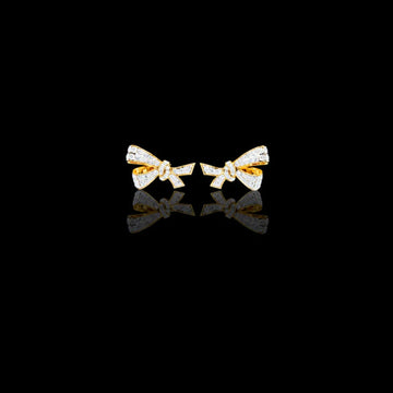 0.96 TCW Exquisite Round Moissanite Radiant Ribbon Diamond Bow Stud with Sparkling Glamour Earring