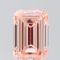 Premium 2.00 CT Emerald Shape Fancy Intense Pink Orange Color VS1 Clarity Lab grown Diamond For Custom Ring