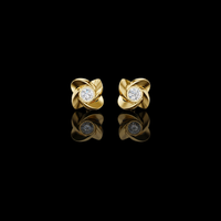 1.80 TCW Interwoven Floral Design Moissanite Diamond Stud Earrings in Round Brilliant for Occasion Wear