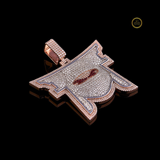 Iced Out Airplane Pendant with Red Gemstone & Pave - view 2