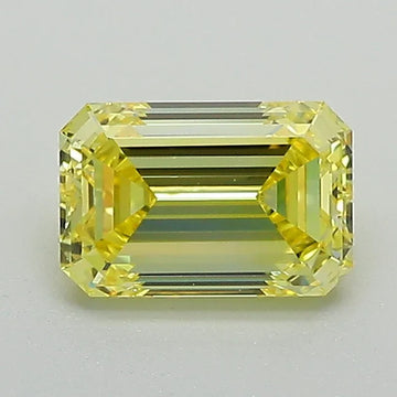 Great Of 0.94 CT Emerald Shape Fancy Vivid Yellow Color VS2 Clarity Moissanite Diamond For Faint Echo