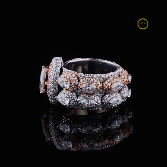 Pear Hip Hop Ring with Round and Marquise - view 3