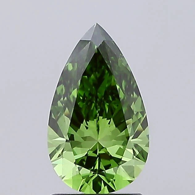 Hot Spelling 1.51 CT Pear Shape Fancy Vivid Green Color VS1 Clarity Moissanite Diamond For This Gold
