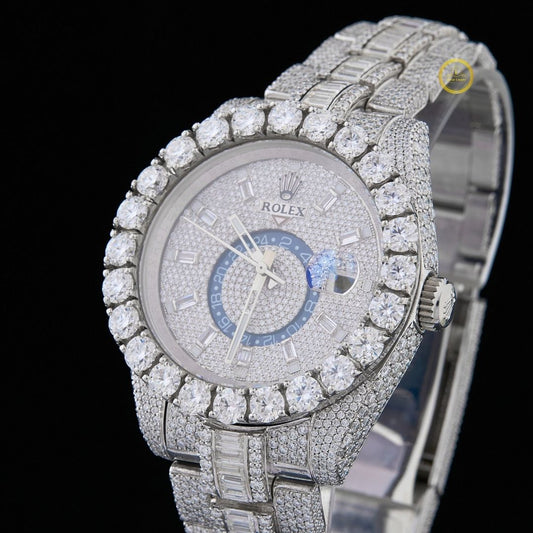IVEVAR Iced Out Silver Watch - Moissanite Diamond Men's Watch with Silver Plated Band