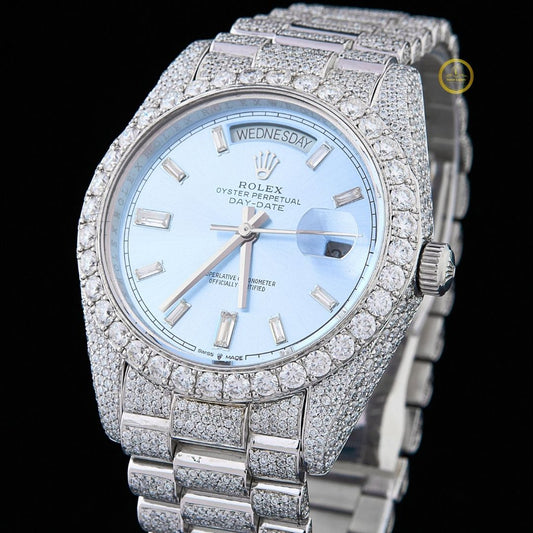 Luxury Luminous Watch - PRECIOUSGEMS  Full Coverage Iced Out Moissanite Timepiece By Ivevar
