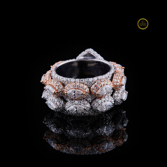 Pear Hip Hop Ring with Round and Marquise - view 2