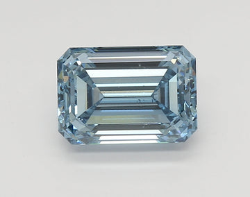 Fine Of 3.00 CT Emerald Shape Fancy Intense Blue Color VS2 Clarity Lab Grown Diamond For The Wait