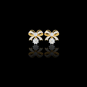 2.21 TCW Unique Lab Grown Round Diamond Bow Drop Earrings with Dazzling Pave Detailing and Sparkling Floral Charm