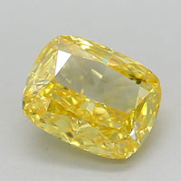 Trendy 0.74 CT Cushion Shape Fancy Vivid Yellow Color VVS1 Clarity Lab Grown Diamond For New Light