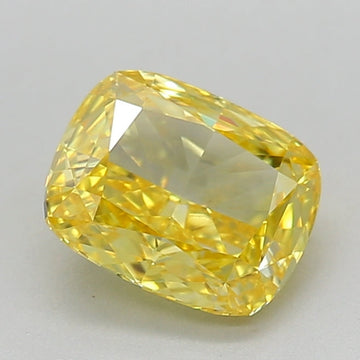 Trendy 0.74 CT Cushion Shape Fancy Vivid Yellow Color VVS1 Clarity Lab Grown Diamond For New Light