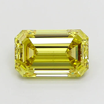 Beauty Of Of 2.81 CT Emerald Shape Fancy Intense Yellow Color VS2 Clarity Moissanite Diamond For Calm Steps