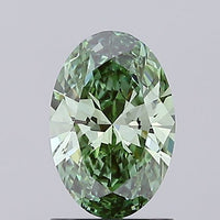 Premium Of 0.99 CT Oval Shape Fancy Vivid Green Color VS2 Clarity Lab Grown Diamond For Her Voice