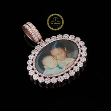 The Eternal Bloom Custom Floral Mother & Son Photo Moissanite Diamond Iced Out Memorial Pendant By Ivevar