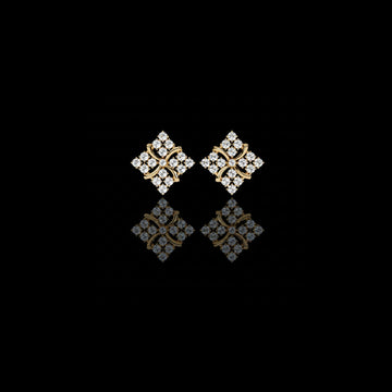 0.77 TCW Exquisite Cluster Stud Moissanite Earrings with Brilliant Diamond Floral Sparkle and Elegant Curved Detailing