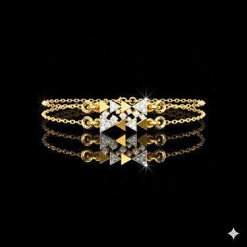 1 TCW Elegant Dual Layer Lab Grown Bracelet with Diamond Studded Geometric Triangle Design By Ivevar
