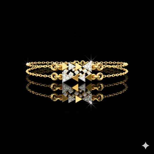 1 TCW Elegant Dual Layer Lab Grown Bracelet with Diamond Studded Geometric Triangle Design By Ivevar