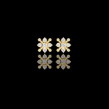 0.60 TCW Orbital Nova Lab Diamond Cluster Gold Stud Earrings with Starburst Geometry For Her