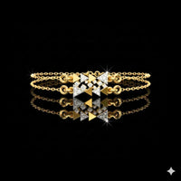 0.29 TCW Elegant Dual Layer Moissanite Bracelet with Diamond Studded Geometric Triangle Design