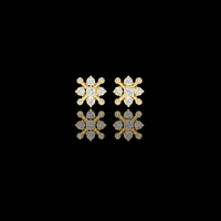 0.33 TCW Orbital Nova Moissanite Diamond Cluster Gold Stud Earrings with Starburst Geometry For Her