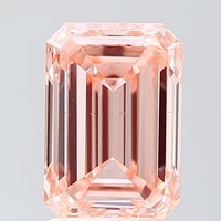 Fine 2.99 CT Emerald Shape Fancy Intense Pink Orange Color VS2 Clarity Lab grown Diamond For Surprise Ring