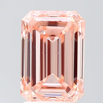 Fine 2.99 CT Emerald Shape Fancy Intense Pink Orange Color VS2 Clarity Lab grown Diamond For Surprise Ring
