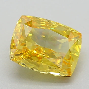 Stylish 0.77 CT Cushion Shape Fancy Vivid Yellow Color VVS1 Clarity Lab Grown Diamond For Her Smile